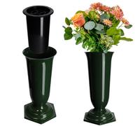 Kadax Grave Vase, Plastic Memorial Vase, Weatherproof Grave Flower Holder For Cemetery (15,5Cm, Green)