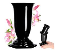 KADAX Grave Vase, Plastic Memorial Vase, Weatherproof Grave Flower Holder for Cemetery, Graveside Ornament for Artificial Flowers (23 cm, Black)
