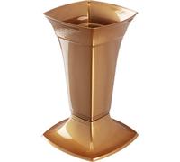Kadax Grave Vase With Base, Plastic Cemetery Vase, Flower Vase For Graveside Decoration, Grave Ornament, Grave Vase (Gold, Low)