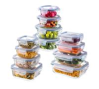 KADAX Heat Resistant Glass Containers with Lid, Durable Glass Food Containers, Storage Containers, Freezer Containers, Food Storage Containers (Set of 12)