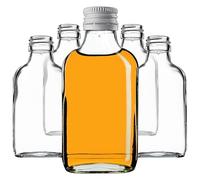KADAX Hip Flask, 100 ml, Pack of 10, Small Glass Bottles with Screw Cap, Bottles, Empty Bottles for Filling, Mini Liquor Bottles, Schnapps Bottles (White)