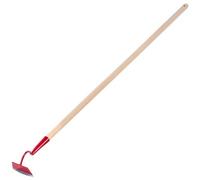 Kadax Hoe With Metal Head, Garden Hoe With Wooden Handle, Weed Removal Hoe, Weed Hoe (Trapezoidal Shape, Long, Red)
