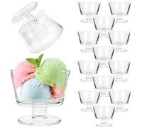 KADAX Ice Cream Glass, 280 ml Dessert Bowl Made of Glass, 10.6 x 9.4 cm Ice Cream Glasses, Dishwasher Safe Fruit Jelly Bowls, Dessert Cups for Ice Cream (280 ml, Set of 12)