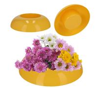 Kadax Ikebana Vase, Plastic Ikebana Pot, Flower Arrangement Accessories, Durable Ikebana Vase (Diameter 12 Cm, Round, Yellow)