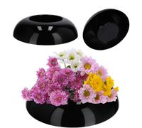 Kadax Ikebana Vase, Plastic Ikebana Pot, Flower Arrangement Accessories, Durable Ikebana Vase (Diameter 9.5 Cm, Round, Black)