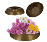 Kadax Ikebana Vase, Plastic Ikebana Pot, Flower Arrangement Accessories, Durable Ikebana Vase (Diameter 9.5 Cm, Round, Gold)