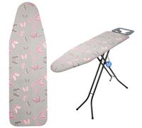 KADAX Ironing Board Cover with Drawstring, Cotton Ironing Board Cover for Steam Irons, Replacement Ironing Board Cover with Sponge Pad (Butterflies 132 x 48 cm)