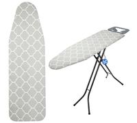 KADAX Ironing Board Cover with Drawstring, Cotton Ironing Board Cover for Steam Irons, Replacement Ironing Board Cover with Sponge Pad (Grey 132 x 48)