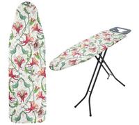 Kadax Ironing Board Cover With Drawstring, Ironing Board Cover For Faster Ironing, Universal Cover (Red Flowers, 120 X 40 Cm)