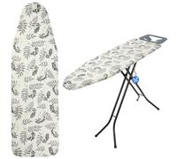 KADAX Ironing Board Cover with Drawstring, Ironing Board Cover for Faster Ironing, Universal Ironing Board Cover in 2 Sizes, Cotton Ironing Pad (Grey Leaves, 112 x 32 cm)