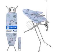 KADAX Ironing Board with Built-in Extension Cable, Folding Ironing Board with Cable Holder, Steam Ironing Board with Extendable Shelf for Clothes (Blue)