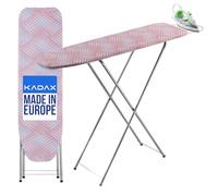 KADAX Ironing Board with Compartment, 104 x 30 cm, Steam Ironing Board with Extendible Iron Shelf, Compact Steam Iron Station with Foam Underlay (Peach)