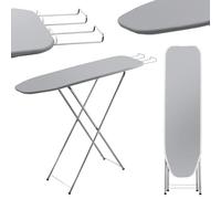 KADAX Ironing Board with Compartment, 104 x 30 cm, Steam Ironing Board with Extendable with Iron Rest, Compact Steam Ironing Station with Foam Underlay (Grey)