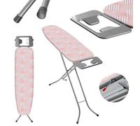 Kadax Ironing Board With Heat-Resistant Iron Rest, Folding Table Ironing Board With Adjustable Height (Salmon Colour, 110 X 30 Cm)