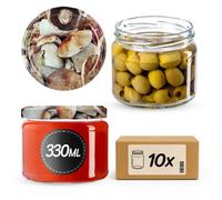 Kadax Jam Jars 330 Ml, Preserving Jars With Airtight Lids For Homemade Marmalade And Honey (Mushrooms, Pack Of 10)