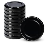 KADAX Jar Lids Ø 43 mm, Sealing Solutions for Small Bottles and Mini Jars, Metal Tops with Four Threads for Preserving Jam and Honey (Black Lids, Set of 10)