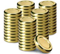 KADAX Jar Lids Ø 43 mm, Sealing Solutions for Small Bottles and Mini Jars, Metal Tops with Four Threads for Preserving Jam and Honey (Gold Lids, Set of 50)