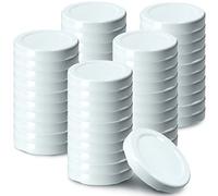 KADAX Jar Lids Ø 43 mm, Sealing Solutions for Small Bottles and Mini Jars, Metal Tops with Four Threads for Preserving Jam and Honey (White Lids, Set of 50)