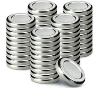 KADAX Jar Lids Ø 43 mm, Sealing Solutions for Small Bottles and Mini Jars, Metal Tops with Four Threads for Preserving Jam and Honey (Silver Lids, Set of 50)