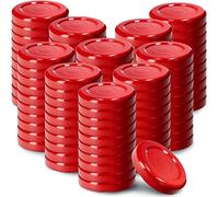 KADAX Jar Lids Ø 43 mm, Sealing Solutions for Small Bottles and Mini Jars, Metal Tops with Four Threads for Preserving Jam and Honey (Red Lids, Set of 100)