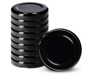 KADAX Jar Lids Ø 43 mm, Sealing Solutions for Small Bottles and Mini Jars, Metal Tops with Four Threads for Preserving Jam and Honey (Black Lids, Set of 10)