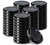 KADAX Jar Lids Ø 53 mm, Sealing Solutions for Small Bottles and Mini Jars, Metal Tops with Three Threads for Preserving Jam and Honey (Black Lids, Set of 50)