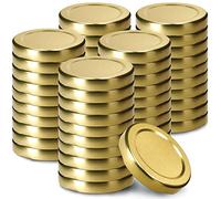 KADAX Jar Lids Ø 53 mm, Sealing Solutions for Small Bottles and Mini Jars, Metal Tops with Three Threads for Preserving Jam and Honey (Gold Lids, Set of 50)