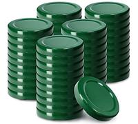 KADAX Jar Lids Ø 53 mm, Sealing Solutions for Small Bottles and Mini Jars, Metal Tops with Three Threads for Preserving Jam and Honey (Green Lids, Set of 50)