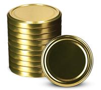 KADAX Jar Lids Ø 63 mm, Secure Metal Lids with Four Threads, Jar Seals Replacement, Twist Off Closure for Pickling and Preserving (Gold Lids, Set of 10)