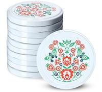 KADAX Jar Lids Ø 66 mm, Secure Metal Lids with Four Threads, Jar Seals Replacement, Twist Off Closure for Pickling, Preserving (Folklore, Set of 10)