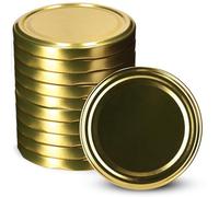 KADAX Jar Lids Ø 82 mm, Secure Metal Lids with Six Threads, Jar Seals Replacement, Twist Off Closure for Pickling and Preserving (Gold, Set of 10)