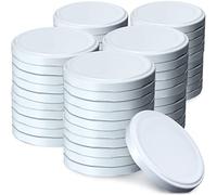 KADAX Jar Lids Ø 82 mm, Secure Metal Lids with Six Threads, Jar Seals Replacement, Twist Off Closure for Pickling and Preserving (White, Set of 50)