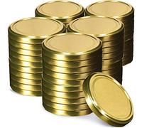 KADAX Jar Lids Ø 82 mm, Secure Metal Lids with Six Threads, Jar Seals Replacement, Twist Off Closure for Pickling and Preserving (Gold, Set of 50)