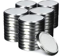 KADAX Jar Lids Ø 82 mm, Secure Metal Lids with Six Threads, Jar Seals Replacement, Twist Off Closure for Pickling and Preserving (Silver, Set of 50)