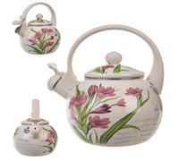 KADAX Kettle, Stainless Steel Kettle, 2.2 L Whistling Kettle, Kettle for Induction and Gas Stove, Tea Kettle, Enamel Kettle, Retro Kettle with Whistle (Crocus)