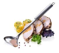 KADAX Large Sauce Ladle, Stainless Steel Serving Spoon with Pouring Spout, Silver Gravy Ladle with Oval-Shaped Bowl and Long Handle (30.5 cm)