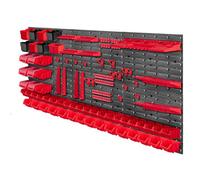 Kadax Large Tool Wall Shelf, 174 X 78 Cm, Storage System Made Of Plastic, Workshop Shelf For Garage (Red, 100 Pieces)