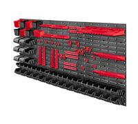 Kadax Large Tool Wall Shelf, 174 X 78 Cm, Storage System Made Of Plastic , Workshop Shelf For Garage (Red And Black, 100 Pieces)