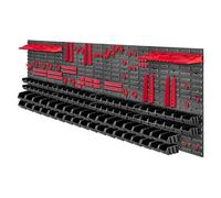 Kadax Large Tool Wall Shelf, 232 X 78 Cm, Storage System Made Of Plastic, Workshop Shelf For Garage (Red And Black, 174 Pieces)