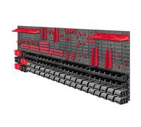 Kadax Large Tool Wall Shelf, 232 X 78 Cm, Storage System Made Of Plastic, Workshop Shelf For Garage (Red And Black, 176 Pieces)