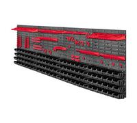 Kadax Large Tool Wall Shelf, 232 X 78 Cm, Storage System Made Of Plastic, Workshop Shelf For Garage (Red And Black, 162 Pieces)