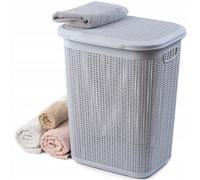 Kadax Laundry Hamper 50 L, Plastic Laundry Bin With Lid And Handles, Grey