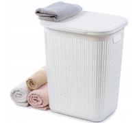 Kadax Laundry Hamper 50 L, Plastic Laundry Bin With Lid And Handles, White