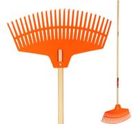 Kadax Leaf Rake, Garden Rake With Wooden Handle And Wide Plastic Head For Gathering Leaves And Grass Clippings (160 X 45 Cm)