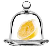 KADAX Lemon Container with Lid, Glass Container with Plate, Food Storage Container for Lemon, Tomato, Glass Bell Jar, Round Cake Dome