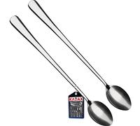 KADAX Long Spoons Set of 2 Stainless Steel Spoons for Latte, Drinks, Ice Cream, Cocktail, Dessert, Dishwasher Safe (L: 21.4 cm, Silver)