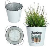 Kadax Metal Flower Pot Retro Style Flower Pot For Orchids, Herbs, Geraniums, Flower Bowl, Planter (Diameter 16 Cm, With Handles)