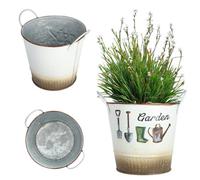 Kadax Metal Flower Pot Retro Style Flower Pot For Orchids, Herbs, Geraniums, Flower Bowl, Planter (Diameter 12 Cm, Round)