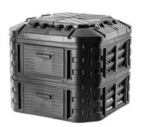 Kadax Modular Compost System, Plastic Composter With Press Studs, Black Thermal Composter With Folding Lid (600L)