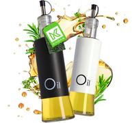 Kadax Oil And Vinegar Dispenser Set, Glass Oil Bottle With Nozzle For Cooking, Kitchen Liquid Dispenser Set Of 2, (White+Black)